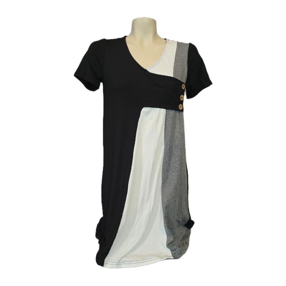 Black & White Colorblock Short‎ Sleeve Dress